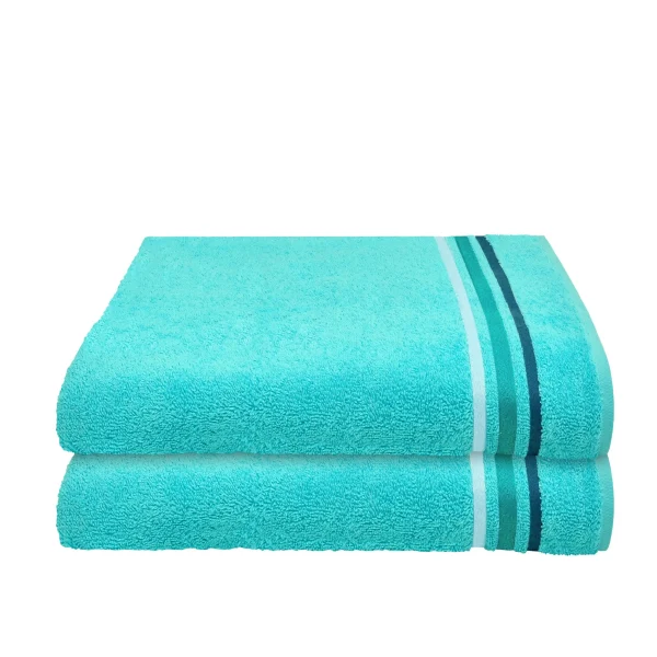 Schiesser Duschtuch Skyline Color 2er-Set Mit Webbordüre In Türkis 1