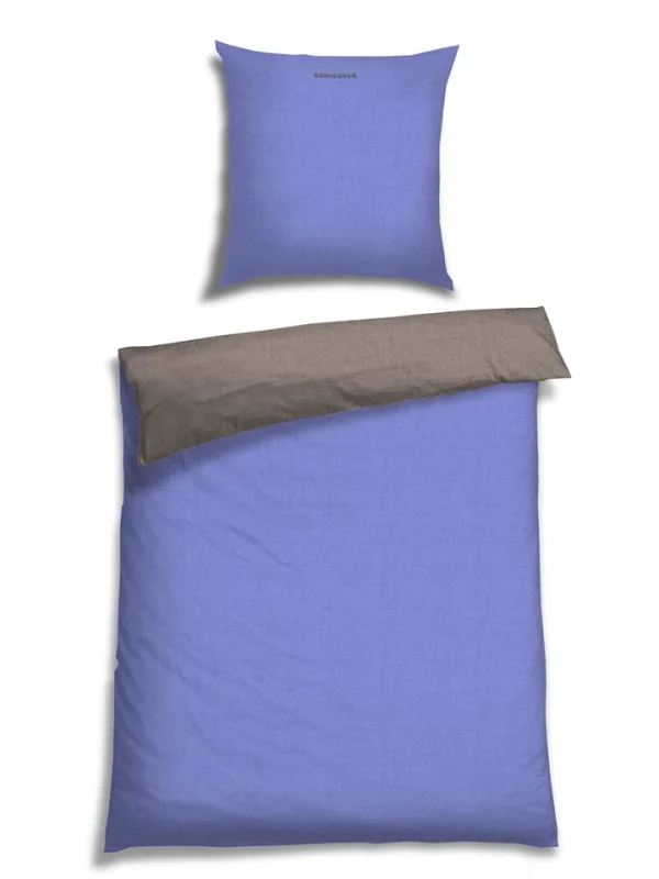 Schiesser Feinbiber-Bettwäsche-Set “Doubleface” In Blau/ Grau 1