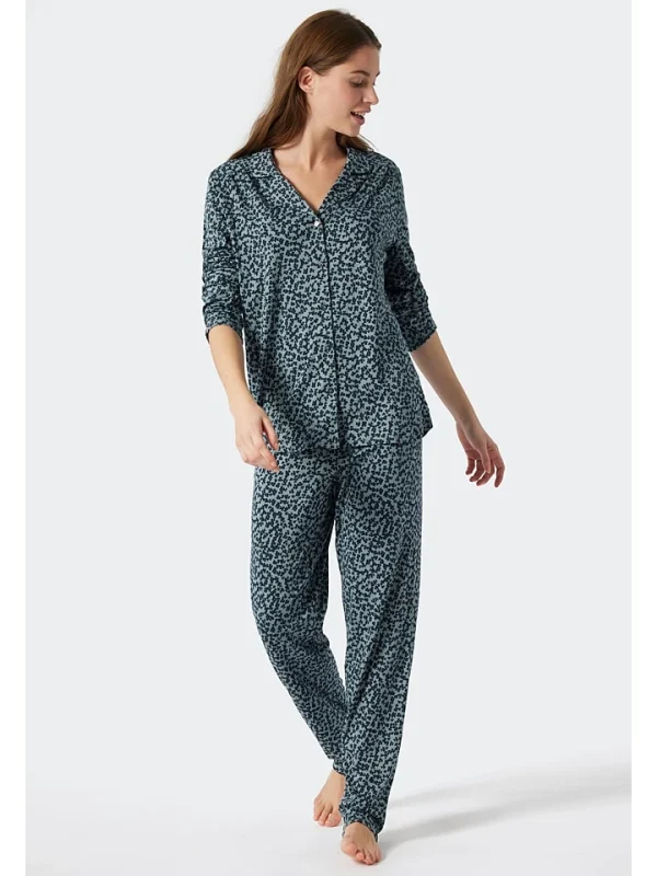 Schiesser Pyjama In Hellblau/ Dunkelblau 4