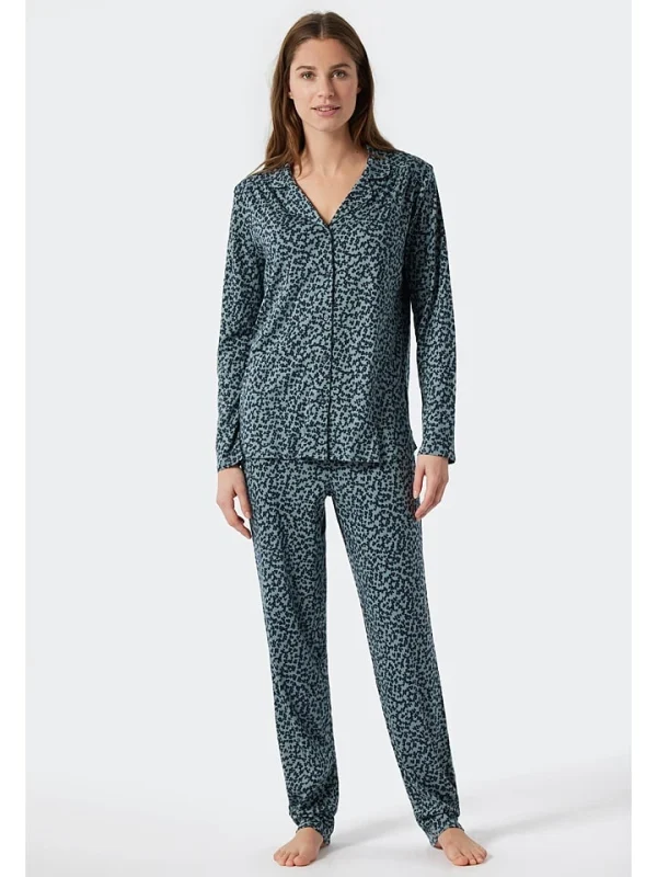 Schiesser Pyjama In Hellblau/ Dunkelblau 1