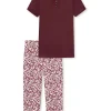 Schiesser Pyjama In Pflaume/ Weiß 16