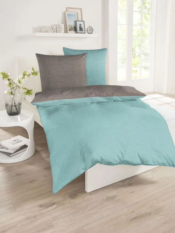Schiesser Renforcé-Bettwäsche-Set “Double Face” In Mint/ Silber 3