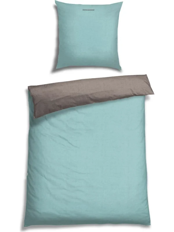 Schiesser Renforcé-Bettwäsche-Set “Double Face” In Mint/ Silber 1