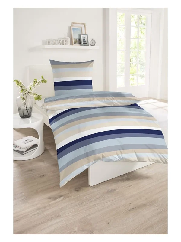 Schiesser Renforcé-Bettwäsche-Set “Inko” In Blau/ Hellblau/ Beige 3