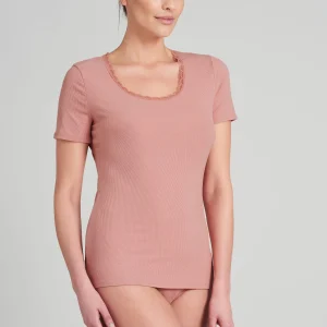 Schiesser T-Shirt Rib & Lace In Terracotta 9