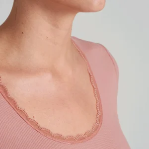 Schiesser T-Shirt Rib & Lace In Terracotta 15